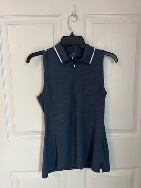 Calia Golf Sleeveless Navy Polo Top with White Trim